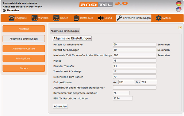 Asterisk Webinterface 3.0